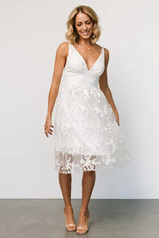 Baltic Born Tulle Styles Women Dante Applique Midi Dress Off White