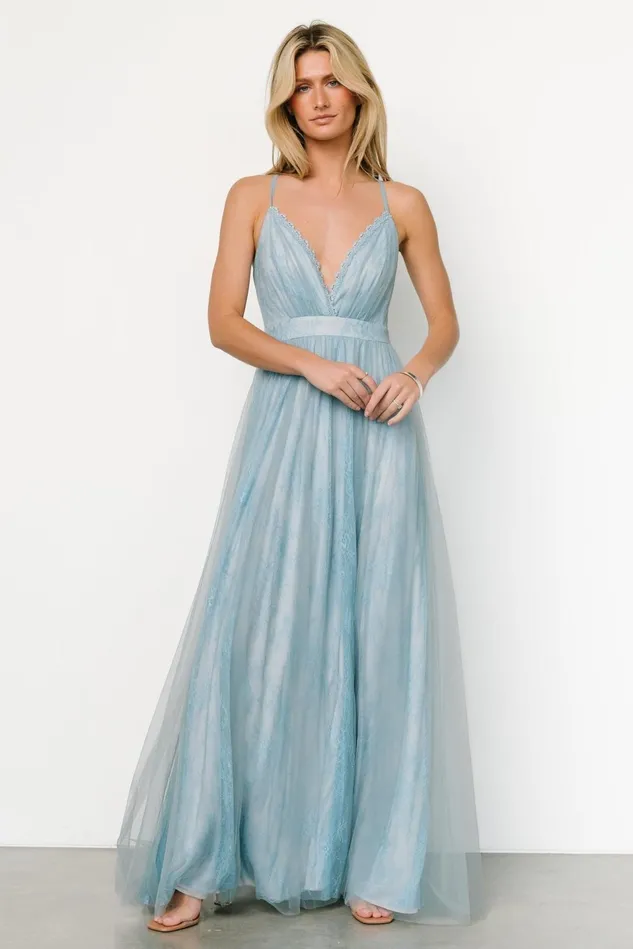 Baltic Born Tulle Styles Women Vasia Lace Tulle Maxi Dress Soft Blue Baltic Born Tulle Styles Women Vasia Lace Tulle Maxi Dress Soft Blue