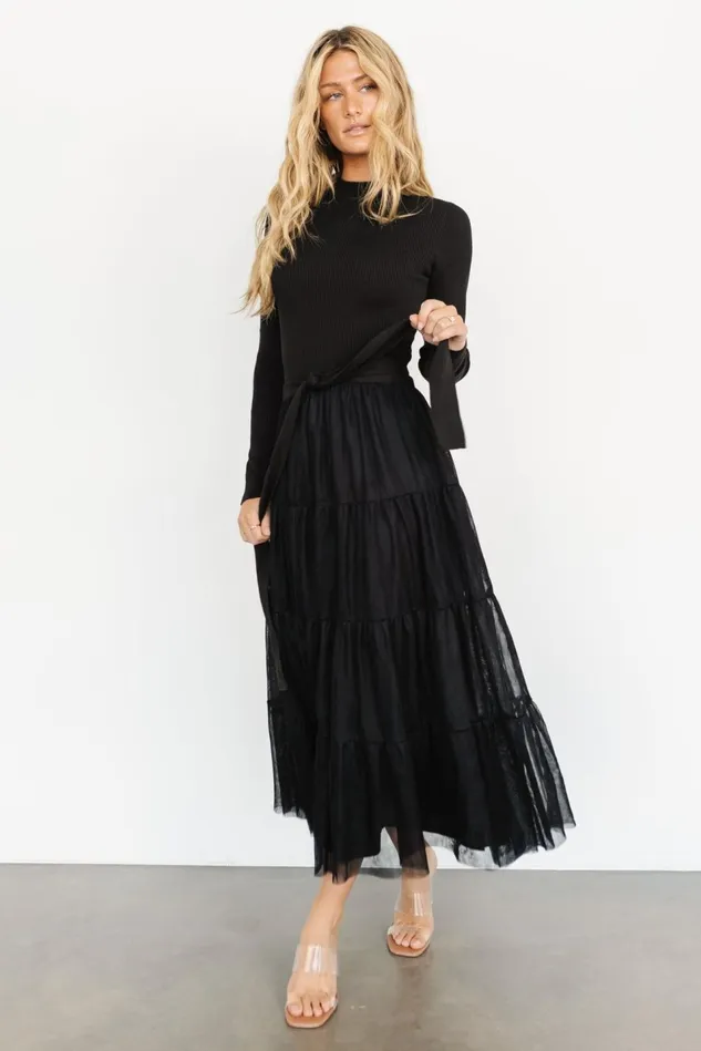 Baltic Born Wedding Guest Women Demi Sweater Tulle Dress Black