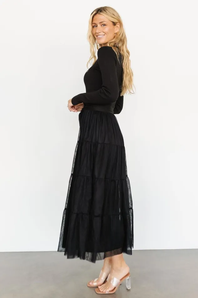 Baltic Born Wedding Guest Women Demi Sweater Tulle Dress Black Baltic Born Wedding Guest Women Demi Sweater Tulle Dress Black