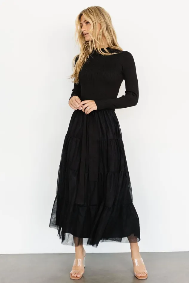 Baltic Born Wedding Guest Women Demi Sweater Tulle Dress Black Baltic Born Wedding Guest Women Demi Sweater Tulle Dress Black