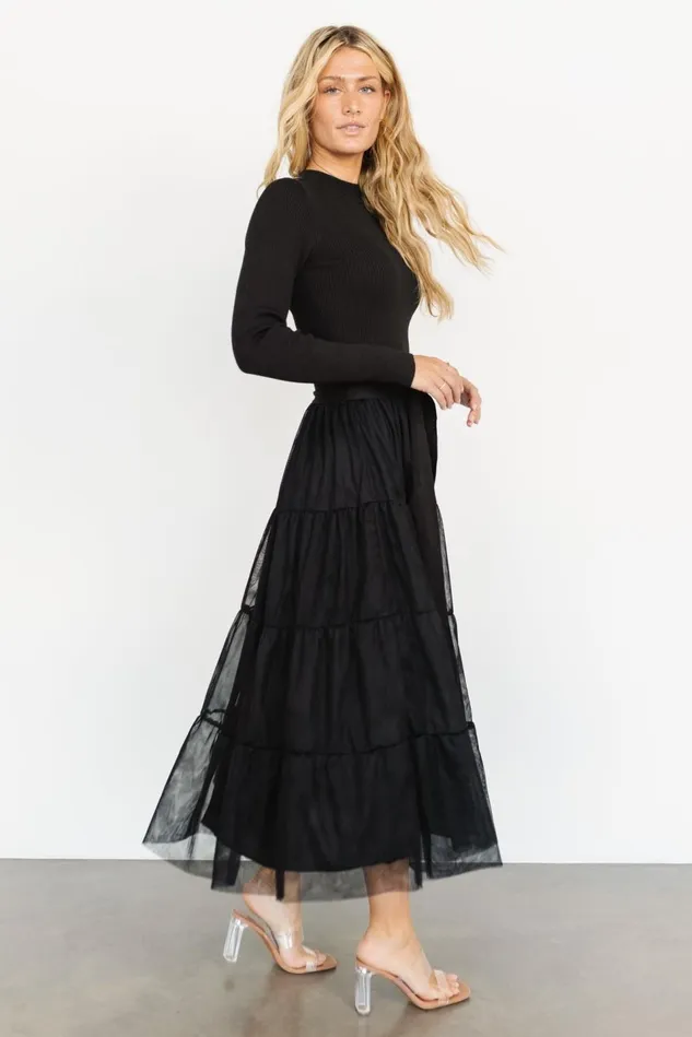 Baltic Born Wedding Guest Women Demi Sweater Tulle Dress Black Baltic Born Wedding Guest Women Demi Sweater Tulle Dress Black