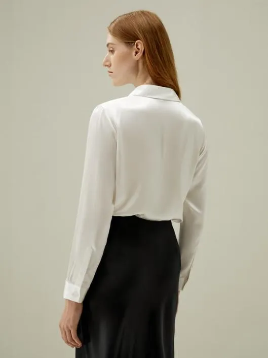 Basic Silk Long Sleeve Shirt WhiteBlackRedGreenPinkPurple Women Lilysilk Essentials