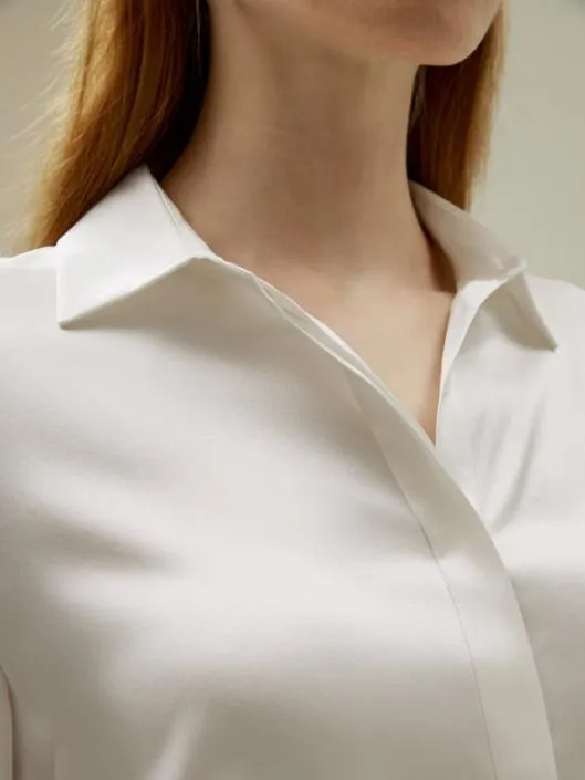 Basic Silk Long Sleeve Shirt WhiteBlackRedGreenPinkPurple Women Lilysilk Essentials