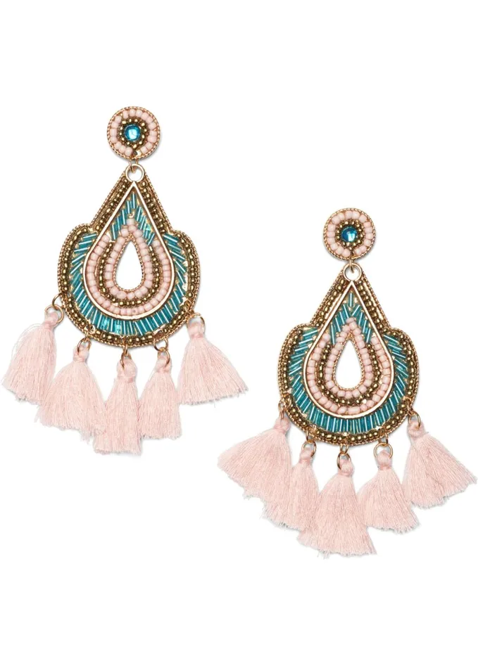 BEADED FRINGE EARRINGS Turquoise Multi Women VENUS Earrings