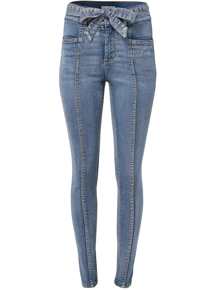 BELTED PINTUCK SKINNY JEANS Light Wash Women VENUS Skinny