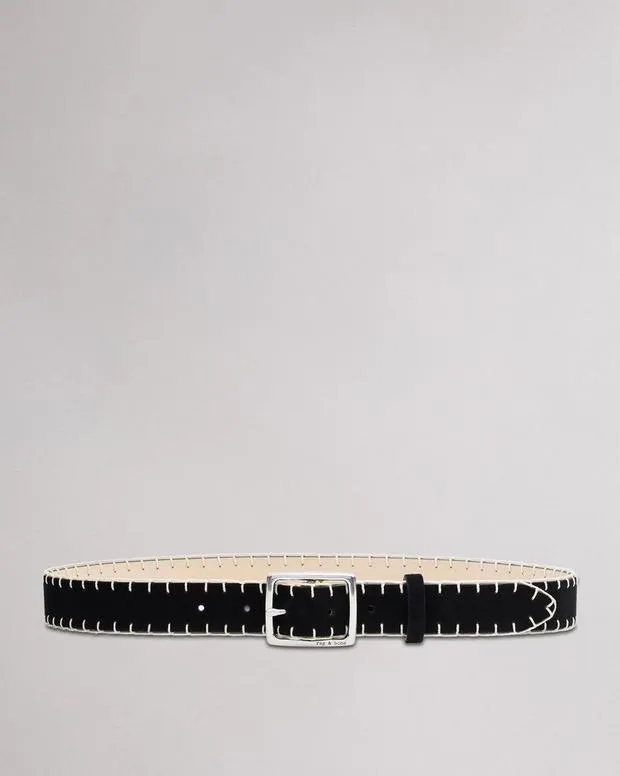 Belts Women Rag and Bone Boyfriend Suede Belt Black Suede