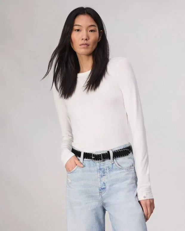 Belts Women Rag and Bone Boyfriend Suede Belt Black Suede