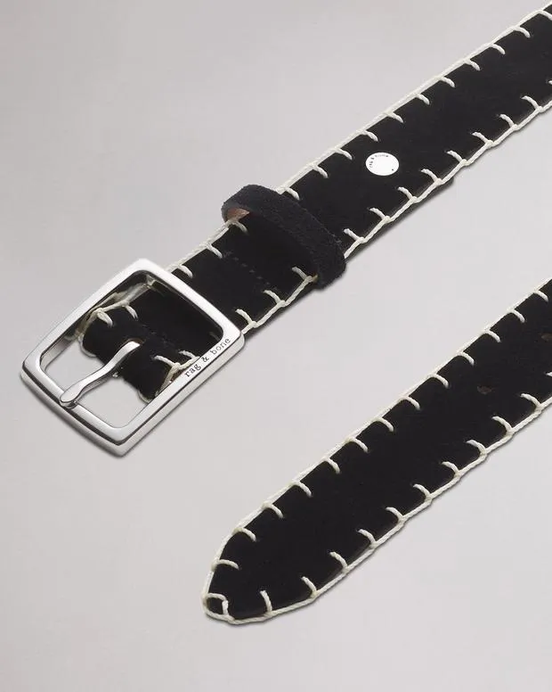 Belts Women Rag and Bone Boyfriend Suede Belt Black Suede