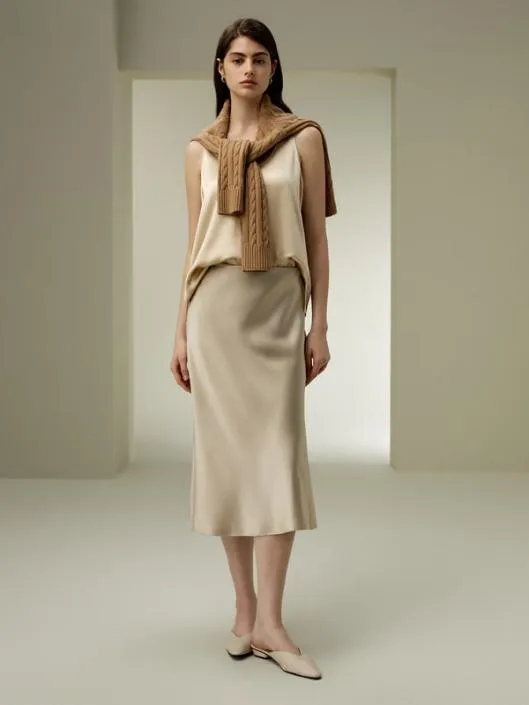 Biascut Silk Midi Skirt Women Lilysilk Bottoms