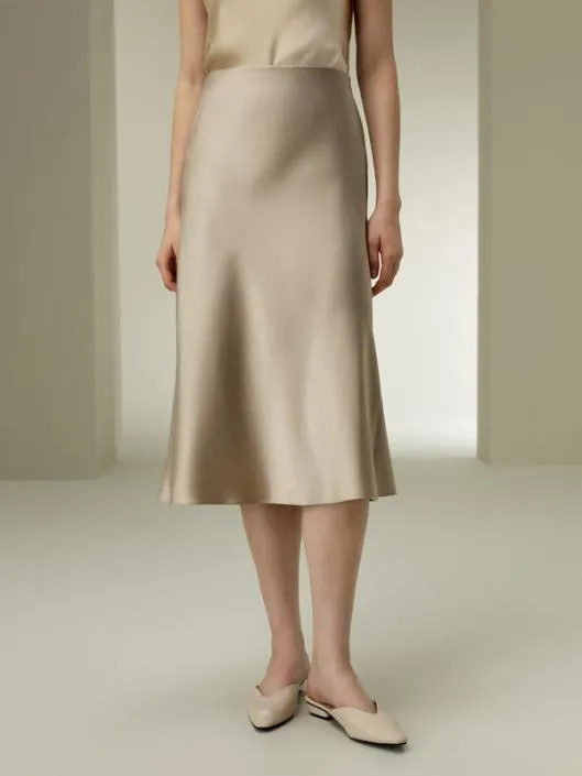 Biascut Silk Midi Skirt Women Lilysilk Bottoms