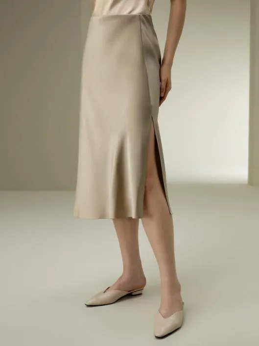 Biascut Silk Midi Skirt Women Lilysilk Bottoms