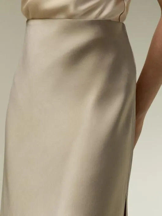 Biascut Silk Midi Skirt Women Lilysilk Bottoms