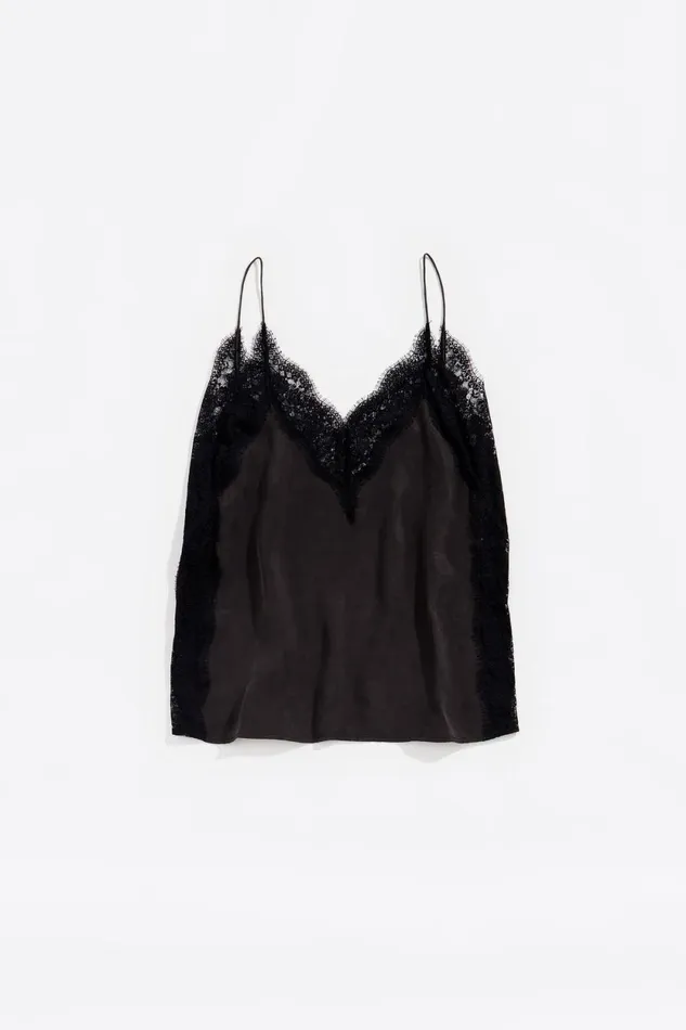 Black Lace Strappy Top Washed Black Women Bimba Y Lola Shirts Black Lace Strappy Top Washed Black Women Bimba Y Lola Shirts