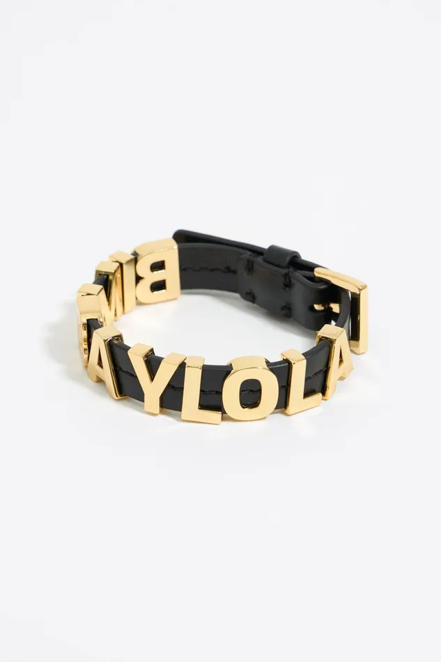 Black Leather Logo Bracelet Black Women Bimba Y Lola Jewelry