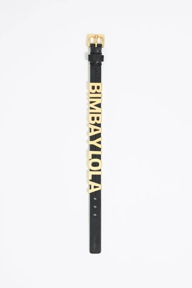 Black Leather Logo Bracelet Black Women Bimba Y Lola Jewelry