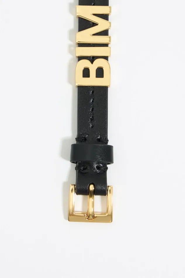 Black Leather Logo Bracelet Black Women Bimba Y Lola Jewelry