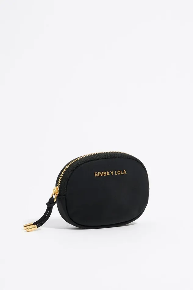 Black Nylon Oval Coin Purse Black Women Bimba Y Lola Wallets And Coin Purses