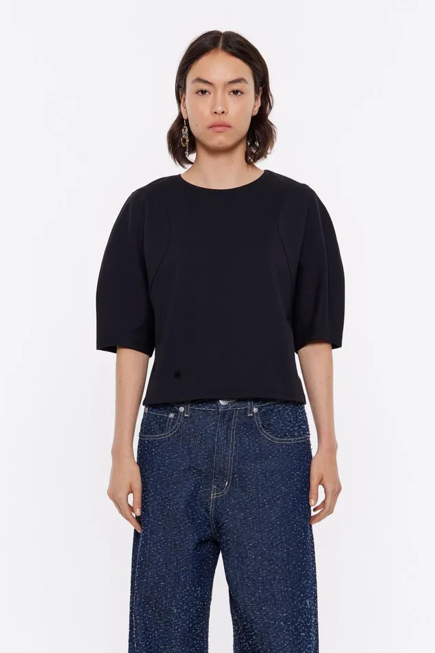 Black Ponte Di Roma Tshirt Black Women Bimba Y Lola TShirts