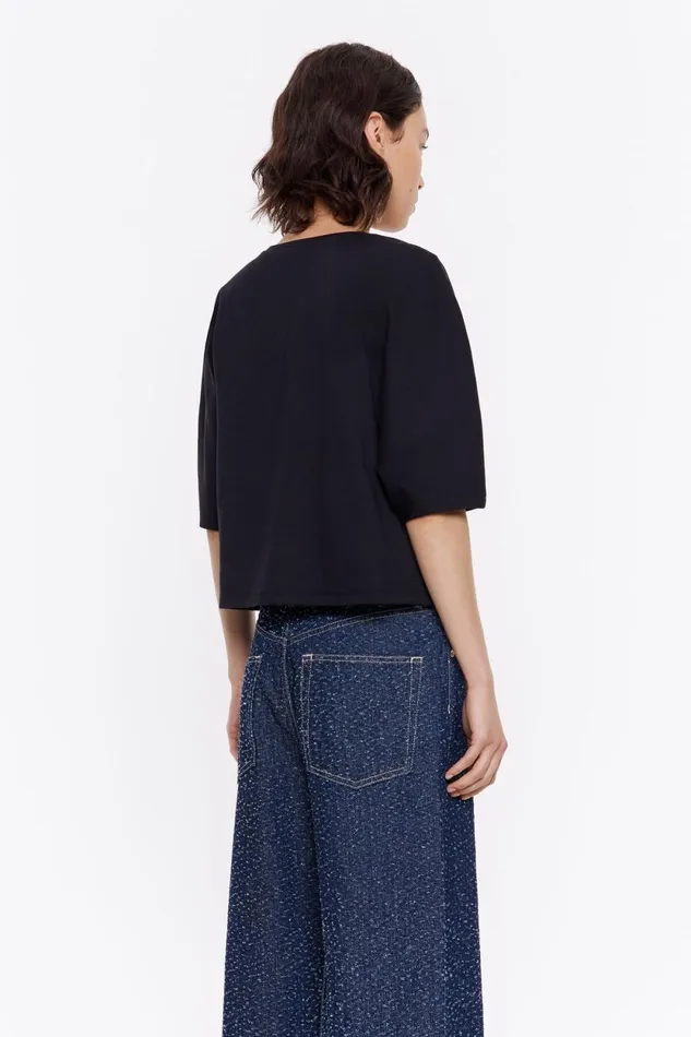 Black Ponte Di Roma Tshirt Black Women Bimba Y Lola TShirts Black Ponte Di Roma Tshirt Black Women Bimba Y Lola TShirts