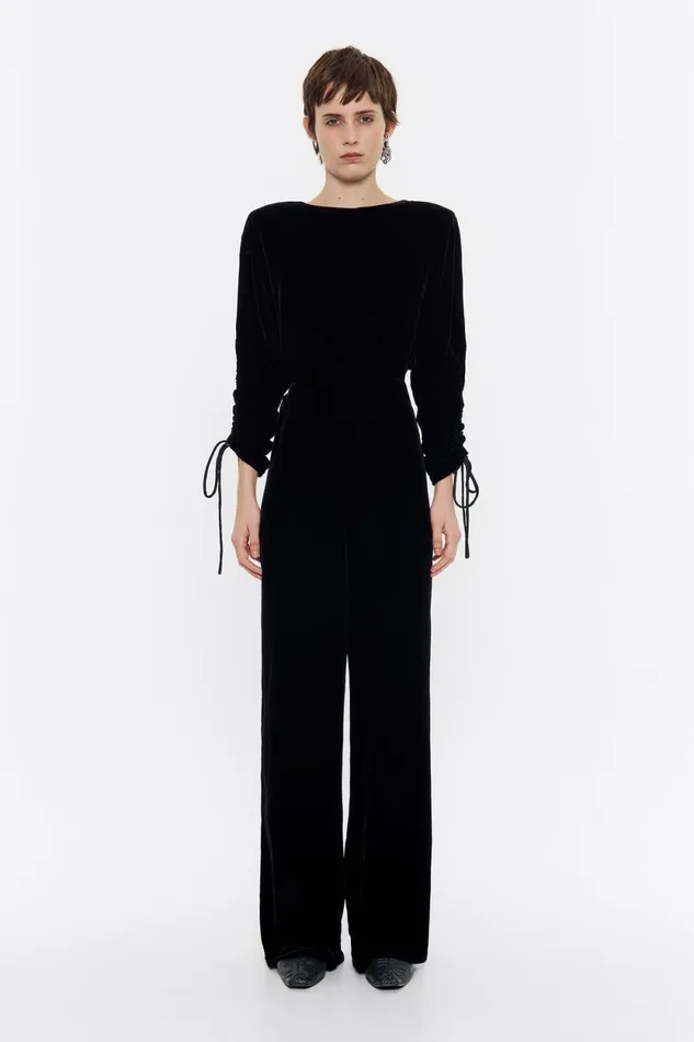 Black Velvet Jumpsuit Black Women Bimba Y Lola Dresses And Jumpsuits