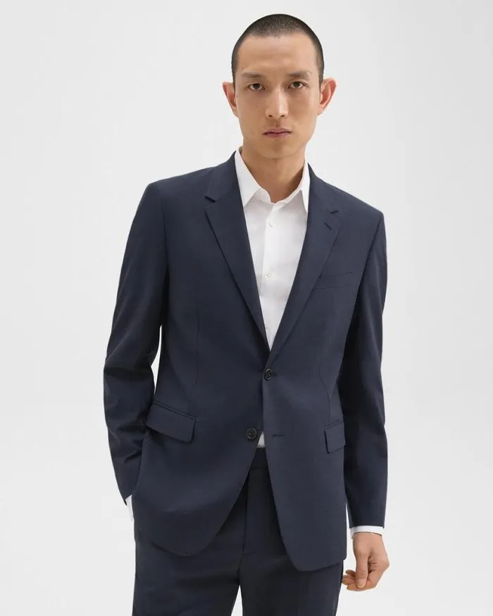 Blazers Jackets Men Theory Chambers Blazer In Stretch Wool Navy