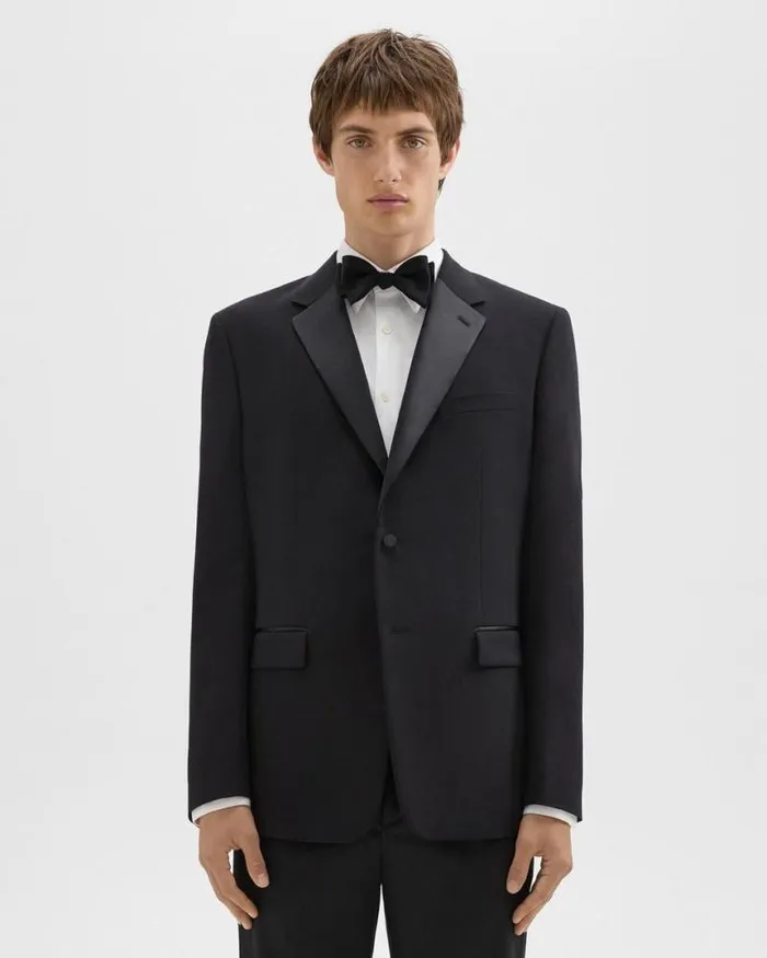 Blazers Jackets Men Theory Chambers Tuxedo Blazer In Stretch Wool Black