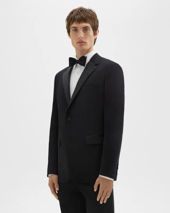 Blazers Jackets Men Theory Chambers Tuxedo Blazer In Stretch Wool Black
