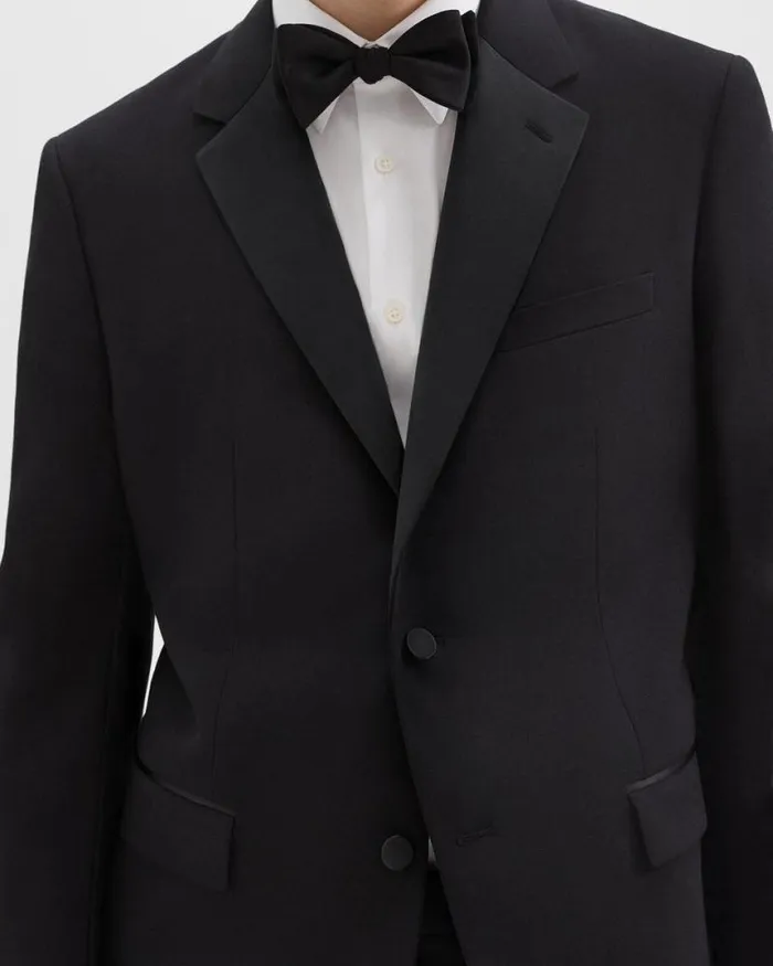 Blazers Jackets Men Theory Chambers Tuxedo Blazer In Stretch Wool Black