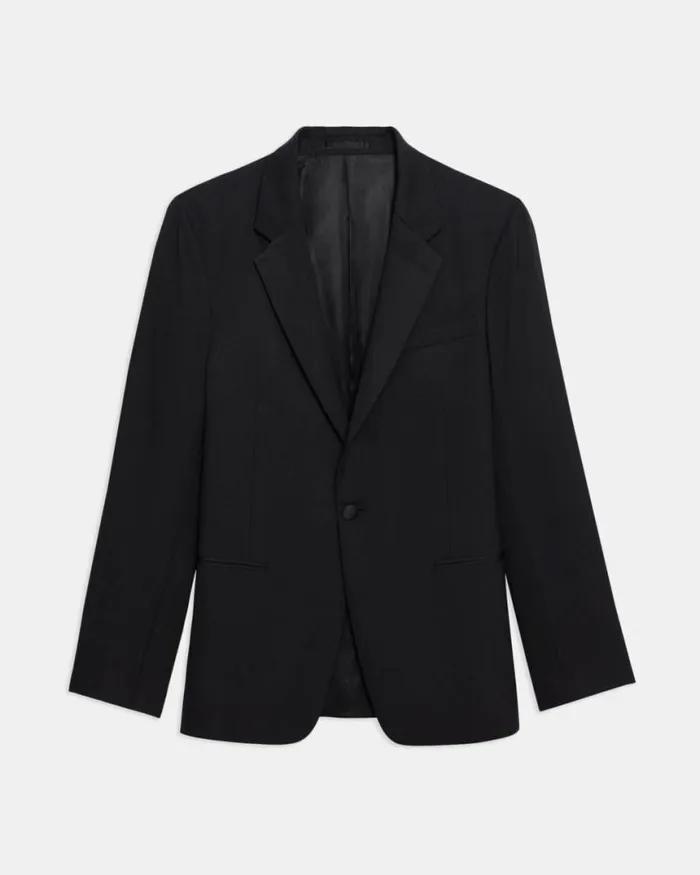 Blazers Jackets Men Theory Chambers Tuxedo Blazer In Stretch Wool Black