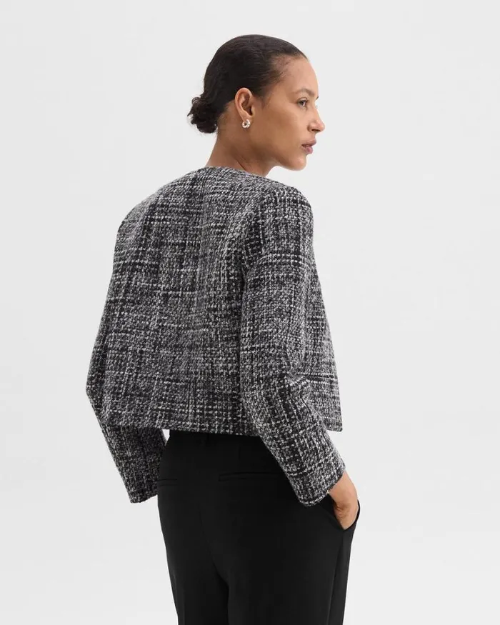 Blazers Jackets Women Theory Cropped Jacket In Mlange Tweed Black Multi Blazers Jackets Women Theory Cropped Jacket In Mlange Tweed Black Multi