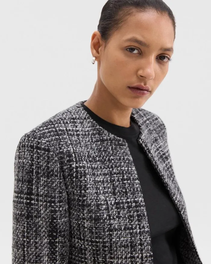 Blazers Jackets Women Theory Cropped Jacket In Mlange Tweed Black Multi Blazers Jackets Women Theory Cropped Jacket In Mlange Tweed Black Multi
