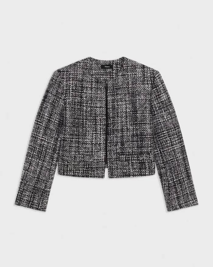 Blazers Jackets Women Theory Cropped Jacket In Mlange Tweed Black Multi Blazers Jackets Women Theory Cropped Jacket In Mlange Tweed Black Multi
