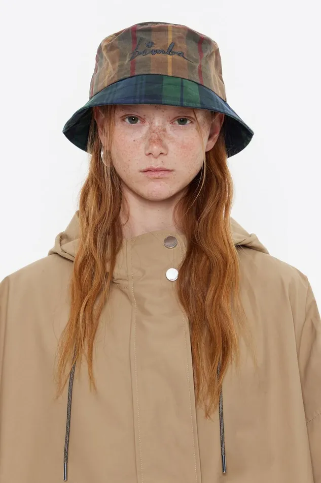 Blue Checked Cotton Bucket Hat Blue Women Bimba Y Lola Hats And Caps