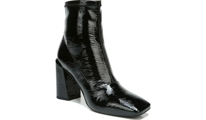 Booties Women Franco Sarto Franco Harmond Block Heel Bootie Black Patent