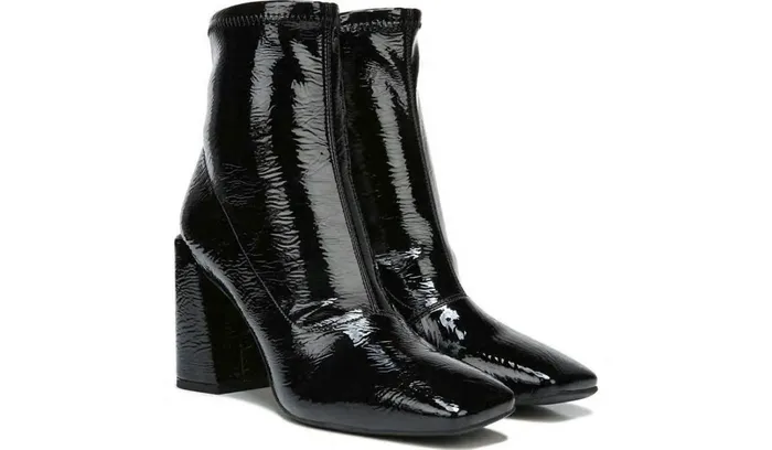 Booties Women Franco Sarto Franco Harmond Block Heel Bootie Black Patent