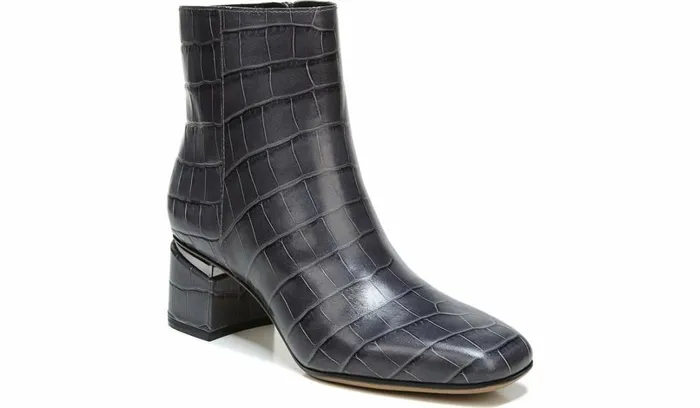 Booties Women Franco Sarto Franco Marquee Bootie Grey Croco Print Leather