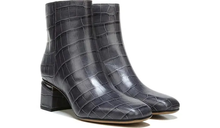 Booties Women Franco Sarto Franco Marquee Bootie Grey Croco Print Leather