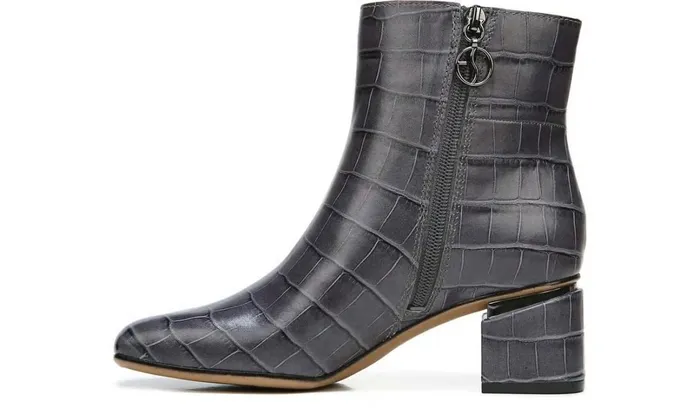 Booties Women Franco Sarto Franco Marquee Bootie Grey Croco Print Leather