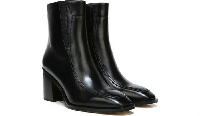 Booties Women Franco Sarto Sarto Romana Block Heel Bootie Black Leather