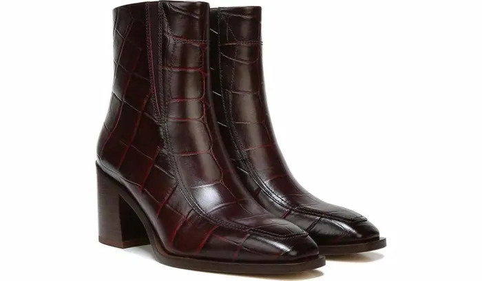 Booties Women Franco Sarto Sarto Romana Block Heel Bootie Burgundy Leather