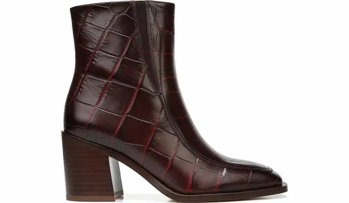 Booties Women Franco Sarto Sarto Romana Block Heel Bootie Burgundy Leather