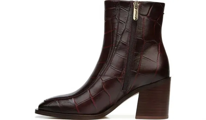 Booties Women Franco Sarto Sarto Romana Block Heel Bootie Burgundy Leather