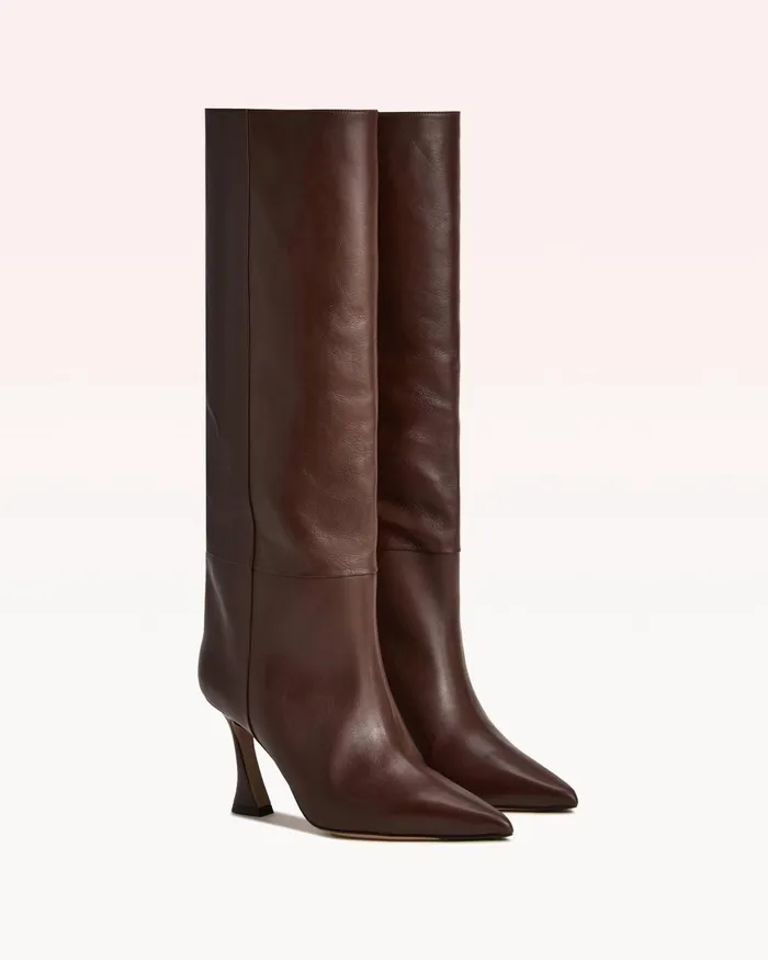 Boots Women Alexandre Birman Brena 85 Tall Boot 8211 Luxury Leather Boots 8211 Brown KneeHigh Boots Alexandre Birman Brown