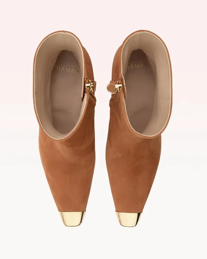 Boots Women Alexandre Birman Brown Suede Bootie 8211 Olivia Retro Bootie 8211 Designer Boots For 8211 Square Toe Boots Toast