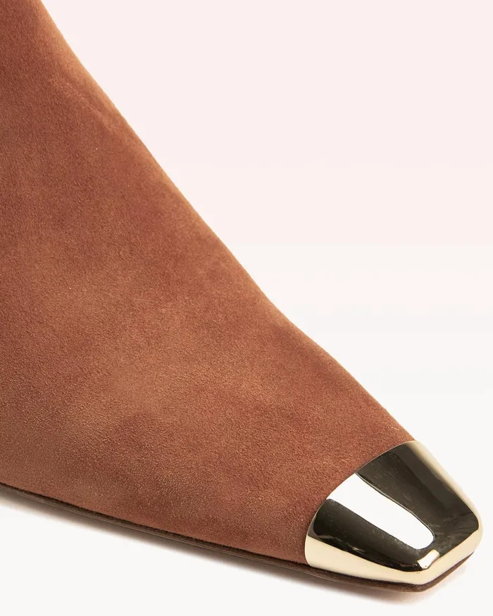 Boots Women Alexandre Birman Brown Suede Bootie 8211 Olivia Retro Bootie 8211 Designer Boots For 8211 Square Toe Boots Toast