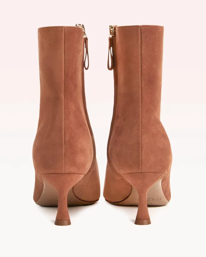 Boots Women Alexandre Birman Brown Suede Bootie 8211 Olivia Retro Bootie 8211 Designer Boots For 8211 Square Toe Boots Toast