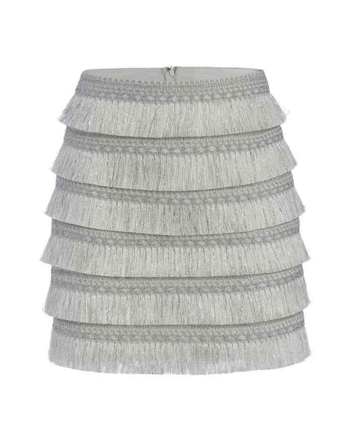 Bottoms Women PatBO Metallic Fringe Mini Skirt