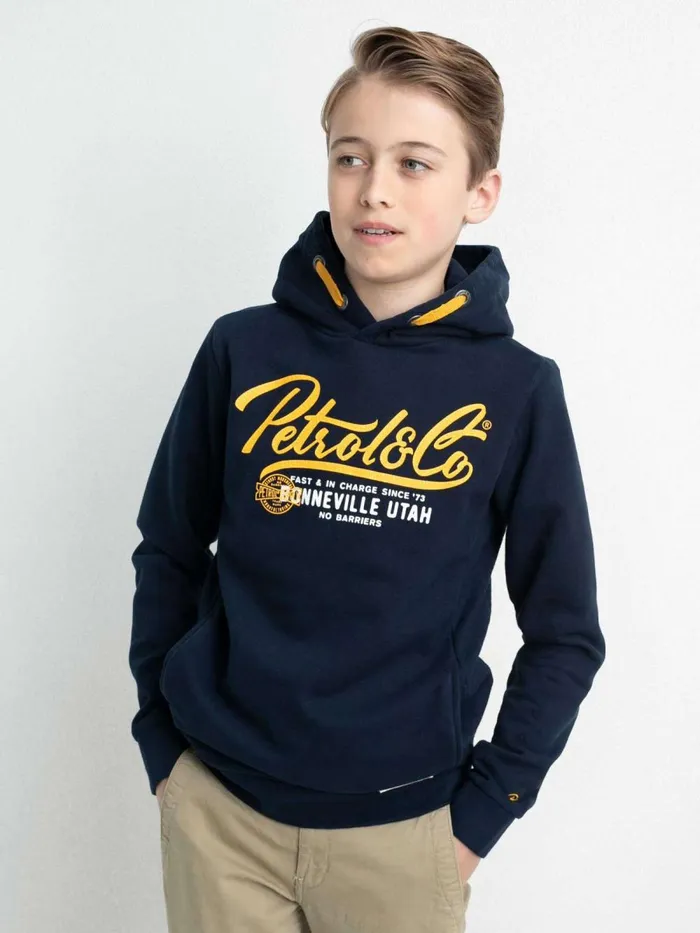 Boys Knits and Sweats Petrol Industries Hoodie With Logo Artwork Midnight Navy