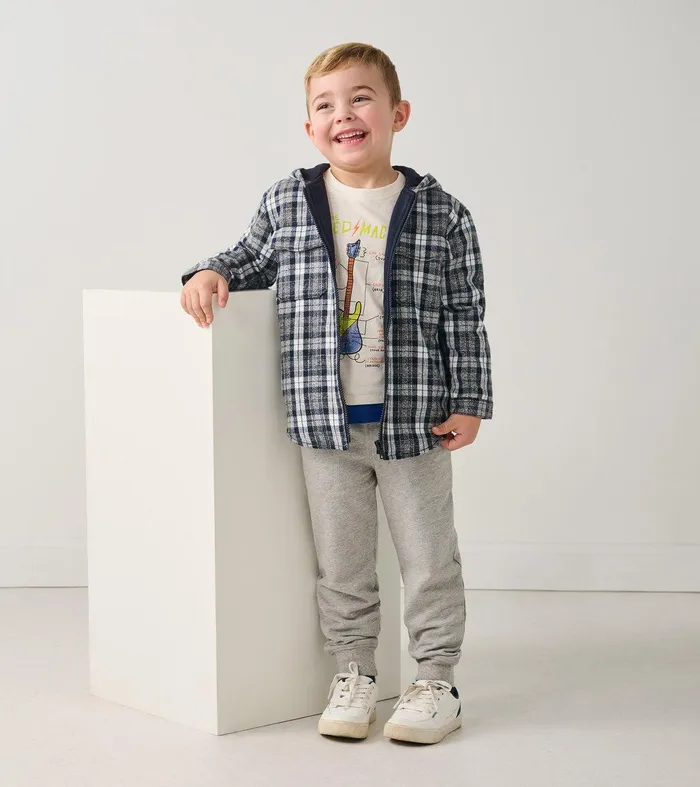 Boys Salute Plaid Lined Hooded Jacket Hatley